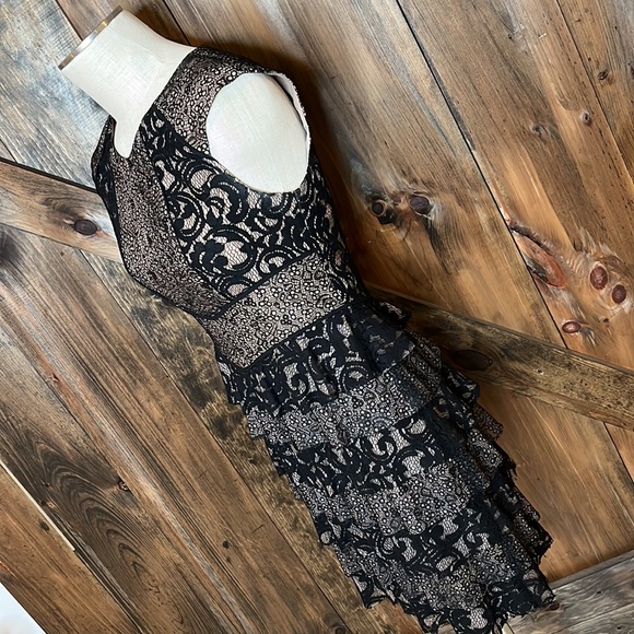 BCBG Maxazria Tan & Black Lace dress - Picture 4 of 12